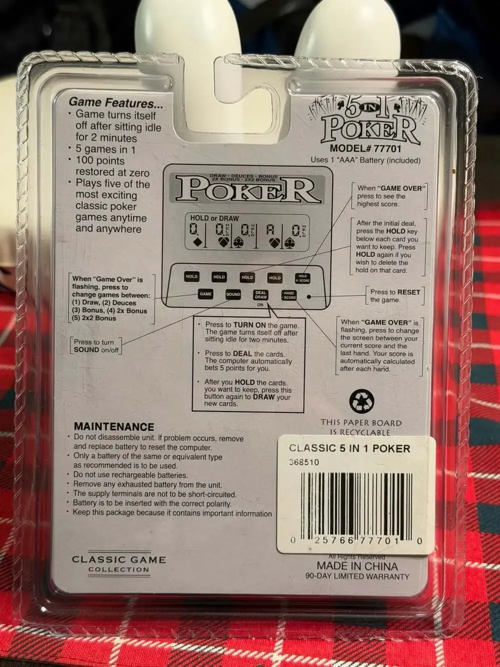 Classic Game Collection 5-in-1 Poker Handheld Electronic Game Model 77701